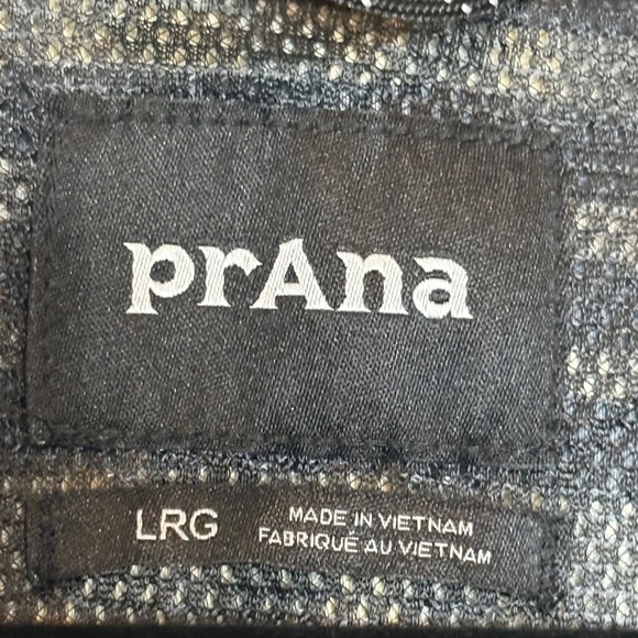 PrAna Kirkwood Shirt Large Plaid Stretch Button-Up Beige Short Sleeve Top - Picture 10 of 14